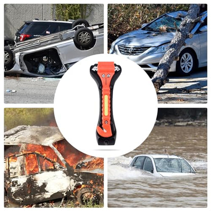 MOTORBUDDY 2-Pack Car Safety Hammer Seatbelt Cutter, Auto Emergency Escape Hammer with Window Glass Breaker and Seat Belt Cutter, Escape Tool for Car Accidents - color: Red Orange