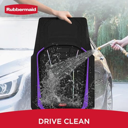Rubbermaid Car Floor Mats Full Set – Premium All-Weather Car Mat with Brushed Aluminum Inserts, Universal Trim-to-Fit Design, Anti-Slip Backing for Cars, SUVs, Trucks, and Vans - color: Purple