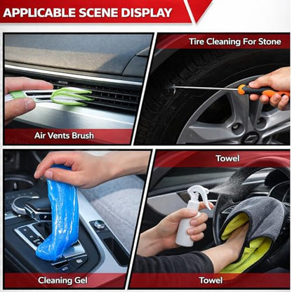 63PCS Car Wash Cleaning Kit,Car Wash Brush with Long Handle,Car Detailing Kit with Foam Gun,Car Cleaning Supplies,Handheld Vacuum, Car Detailing Kit (63PCS) - size: 63PCS