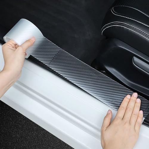 Car Door Edge Protector Sill Guards Door Film，3D Carbon Fiber Car Warp Clear Film with Anti-Collision Protection for Most Vehicles (2.7In x 16.5Ft Transparent)