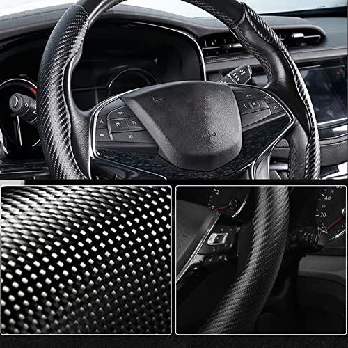 Steering Wheel Cover, Car Carbon Fiber Steering Wheel Cover, Wheel Cover for Men/Women, Universal Fit for 99% Car Steering Wheel,Steering Wheel Accessories (Carbon Fiber-Black) - color: Carbon Fiber-Black