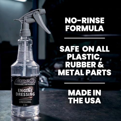 LANE'S Engine Dressing | Professional Engine Bay Cleaner and Protector Shine | Prevents Rubber Hoses Fading and Cracking | Easy to Use, Dust Resistant Degreaser & Detail Spray | 32 oz - size: 32 Fl Oz (Pack of 1)