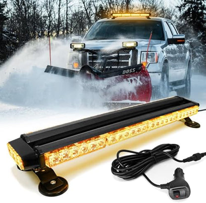 26'' 54 LED Emergency Strobe Rooftop Flashing Light Bar, Double Side Hazard Warning Beacon Safety Lights w/Magnetic for Tow Vehicles Firefighter Cars Trucks Traffic Security, Amber - color: Amber, size: 26''