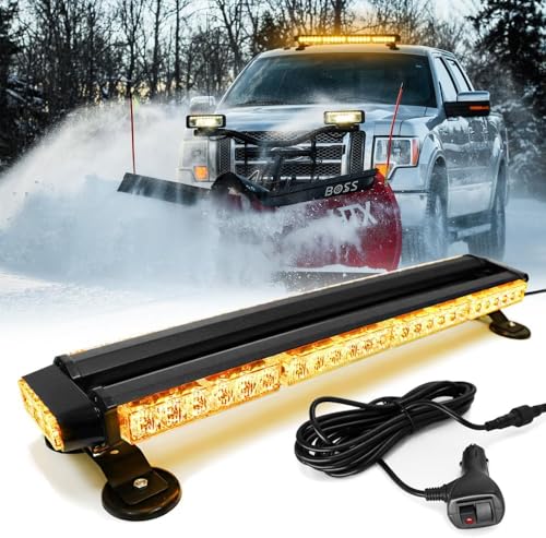 26'' 54 LED Emergency Strobe Rooftop Flashing Light Bar, Double Side Hazard Warning Beacon Safety Lights w/Magnetic for Tow Vehicles Firefighter Cars Trucks Traffic Security, Amber - color: Amber, size: 26''