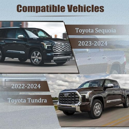 AUCERAMIC Stick-on Mirror Cover Caps Fit 2022-2024 for Toyota Tundra 2023-2024 for Sequoia 3.4L Door Side View Mirror Back Cover Cap Overlay (Carbon Fiber) - style: Carbon Fiber