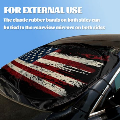 Patriotic American Flag Car Windshield Sunshade Folding, 59x31.5 Inch, Polyester, Red, White, Blue, Roll Up, Car Compatible - color: American Flag