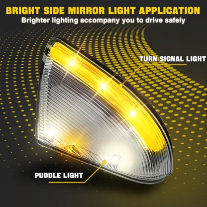 WEILEITE LED Side Mirror Light Turn Signal Bulb Puddle Lamp Lens Cover Fit Dodge Ram 1500 2009-2011 2012 2013 2014 2015 2016 2017 2018 Ram 2500 2010-2018 Left Driver Replaces 68064949AA 68232479AA - size: Left