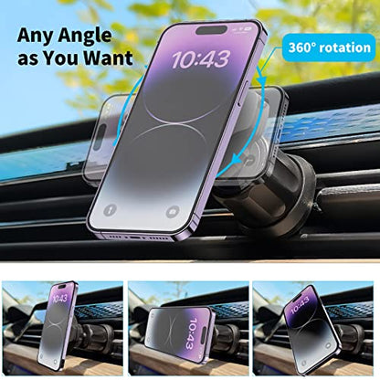 Socket Phone Mount for Car 360 Rotation Vent Phone Mount Holder Car Grips Dashboard Stand for Socket Users Fit for iPhone Samsung Universal(Vent + Flat) - style: Vent + Flat