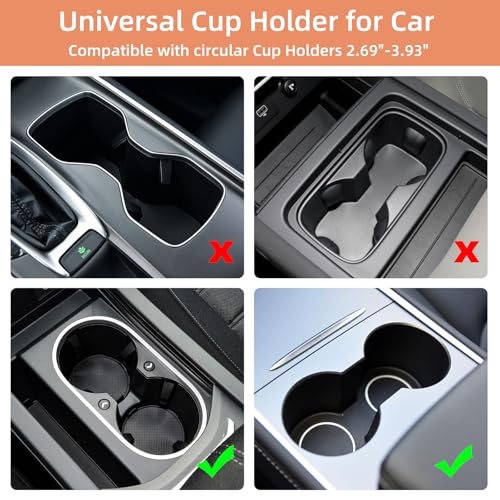 Car Cup Holder Expander with Phone Holder, 2 in 1 Big Cup Organizer with Adjustable Base, fits for Tumbler Cup 20-40oz Hydro Flask, Yeti, 3.4”-4.1” Cups