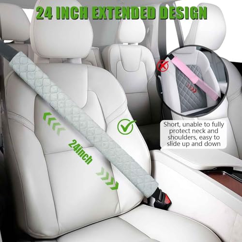 24 Inch Long Car Seatbelt Cover, Soft Comfort Seatbelt Protector Pads Strap Protecting Neck Shoulder Clothes for Car SUVS Truck (Grey) - color: Smoke Gray