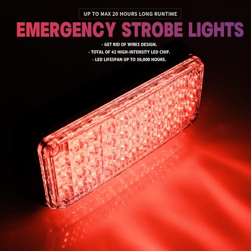 BooYu Red Magnetic Flashing Strobe Light/w Controller, Battery Operated Rechargeable LED Safety Lights, Mini Portable Emergency Warning Light Bar for Police Car, Fire Trucks Vehicles 2-Pcs - color: 2pcs Red/Red
