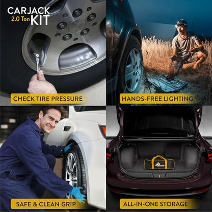 Car Jack Kit 2 Ton (4,400 lbs) | Scissor Jack for Car - Tire Jack Tool Kit | Portable, Ideal for SUV and Auto - Universal Kit with Lug Wrench | Heavy Duty Material - size: Car Jack Kit 2 Ton + Lug Wrench