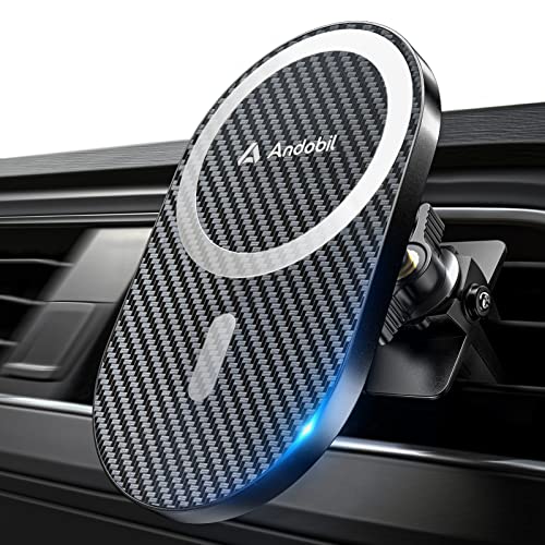 andobil Upgraded for Magsafe Car Mount Pro [Strongest Magnet, Big Phone Friendly] 360° Rotation Magnetic Phone Holder for Car Vent for iPhone 17 Pro Max 16/15/14/13/12 Samsung S26/S25 (Carbon Fiber) - color: Black