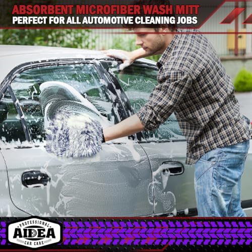 AIDEA Car Wash Mitt Microfiber, 1PK Scratch Free Lint-Free, Wheel Cleaner Mitts, Extra Plush Premium Microfiber Mitt Car Wash Brush, Regular Size 7.12''X10.14'' - color: Dark Blue, size: 1PK