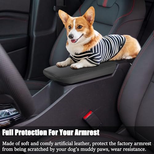 Car Armrest Cover Waterproof Center Console Pad Scratch Resistance Box Cover Anti-Scratch Leather Protector Pad for Chevy Trax 2024 2025 2026 Accessories(Black + Black Stitches) - color: Black + Black Stitches