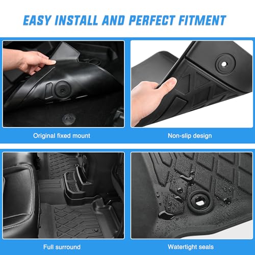 Nilight TPE Floor Mats for Tesla Model X 6 Seater 2022 2023 2024 2025 2026 All Weather Custom Fit Heavy Duty Floor Liners - color: 2022-2026 Tesla Model X 6 Seat