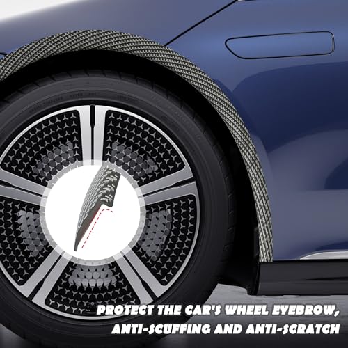 2PCS Trim Protector with Strong Adhesive, Carbon Fiber Flares Sticker for Wheel Eyebrow Protection & Car Decorations, Universal Flares for Most Door Trunk Hood