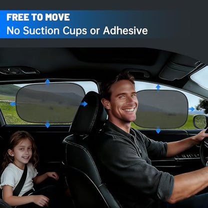 4 PCS Universal Car Window Shades for Baby, 20"x12" Static Cling Mesh Car Shades for Side Windows, Easy Fold UV & Sun Protection Window Covers for Family Travel - size: 4 Pack Universal Car Side Window Shades