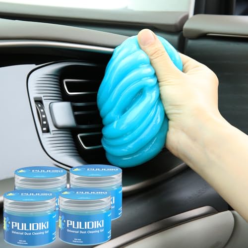 PULIDIKI Car Cleaning Gel for Car Cleaning Putty Car Putty Auto Detailing Tools Car Slime Cleaner Dust Cleaning Gel for Car Interior Cleaner Car Accessories Keyboard Cleaner Blue, 4 Pack (160g Each) - size: Blue 4 Jars (640g total)