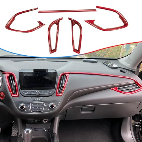 MUXEE Dashboard AC Air Vent Outlet Trim, 5PCS for Chevrolet Malibu 2016 2017 2018 2019 2020 2021 2022 2023 2024 - ABS Wine Red Sport Interior Trim Full Set Accessories - color: Wine Red