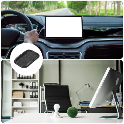 HARFINGTON Car Dashboard Anti-Slip Mat 6" x 4" Universal Sticky Dash Pad Washable Reusable Car Non-Slip Mats for Phone Keys Sunglasses Electronic Devices, Black