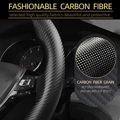 Steering Wheel Cover, Car Carbon Fiber Steering Wheel Cover, Wheel Cover for Men/Women, Universal Fit for 99% Car Steering Wheel,Steering Wheel Accessories (Carbon Fiber-Black) - color: Carbon Fiber-Black
