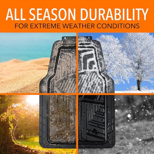 Amazon Basics 4-Piece Premium All-Season Anti-Slip Rubber Floor Mats, All Weather Protection for Cars, SUVs and Trucks, Universal Trim to Fit, Black