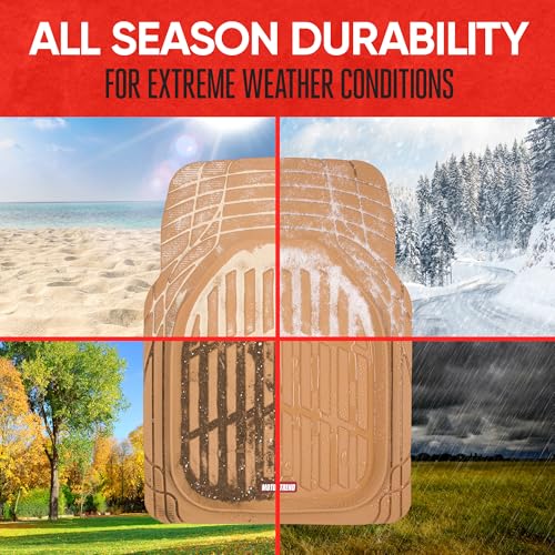 Motor Trend FlexTough Contour Heavy Duty Rubber Car Floor Mats with Cargo Liner - All Weather Full Set Front & Rear fits Most Cars Truck SUV, Automotive Floor Mats - style: FlexTough TrunkShield