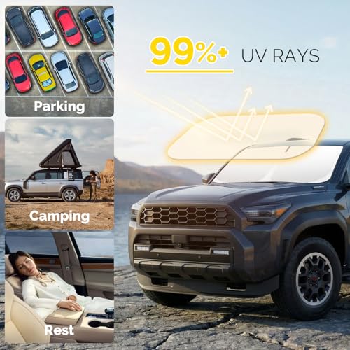 Car Sun Shade for 2010-2025 2026 Toyota 4Runner Windshield Sun Shade, Sun Visor Windshield Screen Cover for 4-Runner Front Window Sunshade Foldable Auto Interior Accessories UV Block to Keep Cool - size: For 2010-2026 Toyota 4runner
