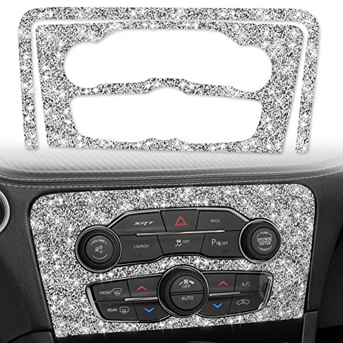Toworldit Interior Accessories Bling Crystal Rhinestone Dashboard Decoration Cover Trim Sticker Compatible with Dodge Challenger 2015-2023 (CD/AC Adjustment Panel Trim Sticker) - color: CD/AC Adjustment Panel Trim Sticker