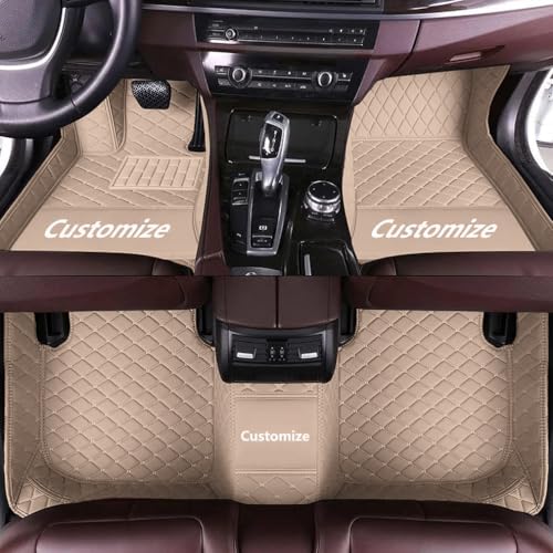 Custom Personalized Floor Mats for Cars，Luxury Full Coverage All Car Floor Mats，Anti-Slip Leather Car Mat Set ，Custom Floor Mats for 97% of Cars, Trucks & SUVs (Beige Beige line) - color: Beige Beige line