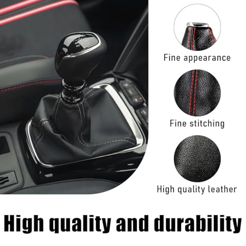 Ohleats Car Shift Knob Dust Cover, Automotive Shifter Boot Sleeve Replacement, Manual/Automatic Gear Shift Cover for Most Car Truck SUV, Universal Interior Car Accessories (Leather, Red) - color: Leather, Red