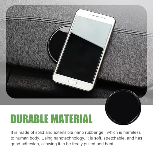 5 PCS Sticky Gel Dashboard Pad, Silicone Anti-slip Round Dash Pads, Multifunctional Mini Cellphone Keys Sunglasses Mats, Universal for Most Cars, Trucks, SUVs (Black)