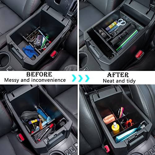 JDMCAR Center Console Organizer Set Compatible with 2010-2024 Toyota 4Runner Accessories Insert ABS Black Compartment Divider Armrest Tray (2-Pack) - color: Black-tray and divider