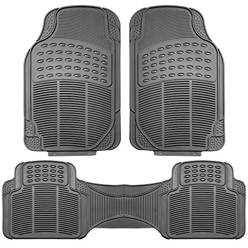 TLH Car Floor Mats - Heavy-Duty Gray Rubber Floor Mats for Cars, Universal Fit Full Set, Trimmable Automotive Floor Mats, Climaproof™ All Weather Floor Mats Floor Mats for Most Sedan, SUV, and Truck - color: Gray
