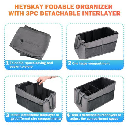 HEYSKAY Car Organizer with Tissue Box, Coffee Cup Drink Holder, Toy Books Storage for Car (Grey) - color: Grey