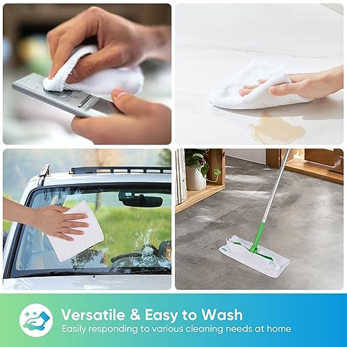 HOMEXCEL White Microfiber Cleaning Cloth, 24 Pack Cleaning Towels for Kitchen, Lint Free, Scratch-Free, Highly Absorbent, and Reusable Cleaning Rags for House, Window and Glass, Cars, 11.5 X11.5 inch - color: White
