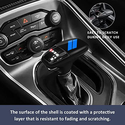 auovo Gear Shift Knob Trim Compatible with Dodge Charger Accessories 2015-2023 Challenger 2015-2024 / Durango 2016-2026 (Black-Blue) - color: Black-Blue