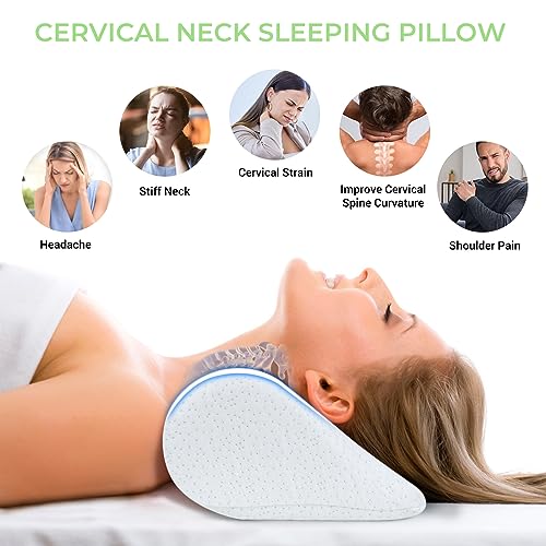 COOLBEBE Cervical Neck Pillows 2PCS, Memory Foam Neck Roll Pillows for Sleeping, Ergonomic Bolster Pillow for Bed, Sofa, Car Seat, Spine Support for Back Sleepers (2 Pack)