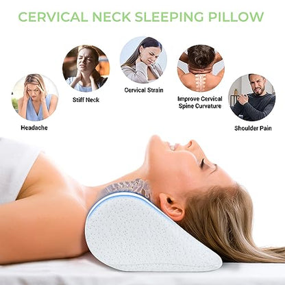 COOLBEBE Cervical Neck Pillows 2PCS, Memory Foam Neck Roll Pillows for Sleeping, Ergonomic Bolster Pillow for Bed, Sofa, Car Seat, Spine Support for Back Sleepers (2 Pack)