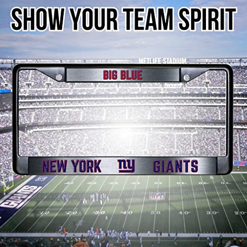 NFL New York Giants Big Blue Black Chrome License Plate Frame - 2-Screw Mount - color: Giants