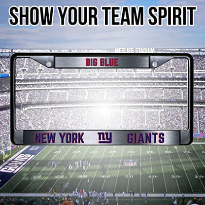 NFL New York Giants Big Blue Black Chrome License Plate Frame - 2-Screw Mount - color: Giants