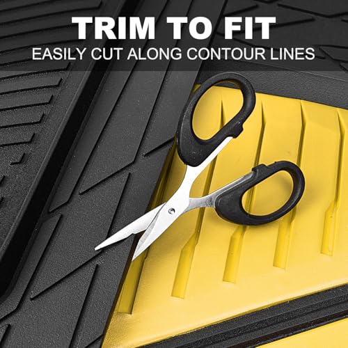 CAR PASS Heavy Duty Rubber Car Mats, Deep Dish Car Floor Mats All Weather, Car Mats Full Set 4-Piece Trim to Fit for Sedans SUVs Trucks, Waterproof Anti-Slip Automotive Mats, V12 Black and Yellow - color: Black and Yelllow