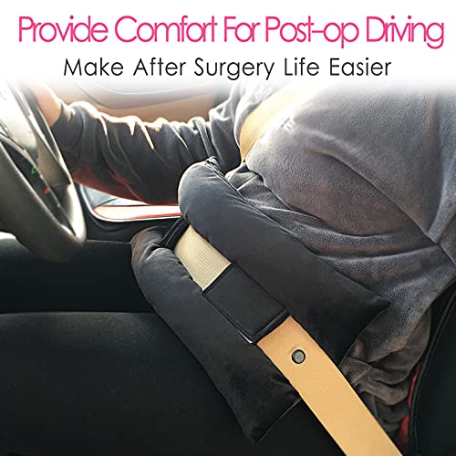 Hysterectomy Pillow Abdominal Post Surgery Pillows with Pocket Comfort for Ice Heat Packs Tummy Tuck Belly Incision Recovery Seatbelt Gifts Women Patients (Black) - color: Black