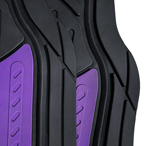 FH Group Automotive Floor Mats Purple Climaproof for All Weather Protection Universal Fit Heavy Duty Rubber fits Most Cars, SUVs, and Trucks, Full Set Trim to Fit Purple - color: Purple /Black, style: Floor Mat Set
