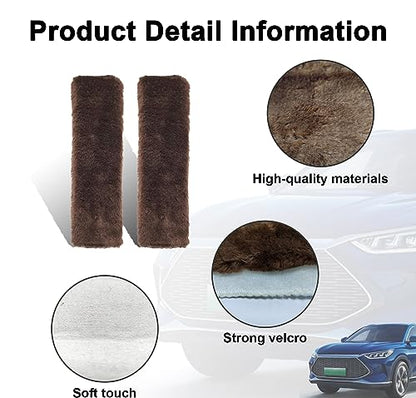 Ziciner 2 Packs Car Seatbelt Covers Shoulder Pad, Universal Soft Faux Sheepskin Shoulder Cover for Comfortable Driving, Fluffy Seat Belt Protector Help to Protect Your Neck and Shoulder (Coffee) - color: Coffee