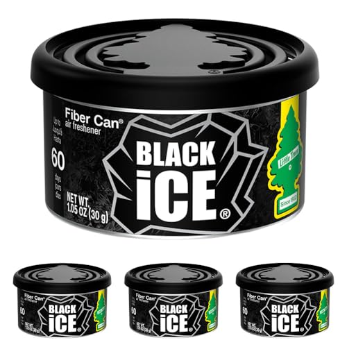 LITTLE TREES Car Air Freshener | Fiber Can Provides Long Lasting Scent for Auto or Home | Recycled Fiber | Black Ice, 4 Air Fresheners - color: Black Ice