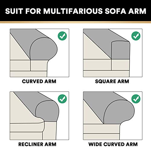 PrinceDeco 4 Pack Thick Velvet Stretch Armrest Covers for Chairs and Sofas - Non Slip, Brown - color: Brown