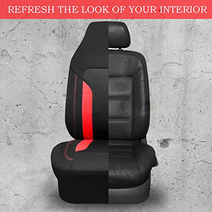 CAR PASS Bucket Car Seat Cover, Breathable 3D Air Mesh-100% Sporty Fabric Front Seats, Airbag Compatible, Universal Fit Automotive SUV Truck Sedan Vans Women, High Back Two Front 2 Piece, Black Red - color: Black Red, size: Two Front Seats