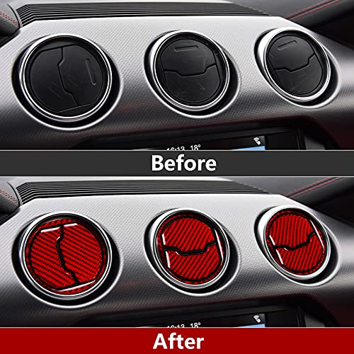 Car Carbon Fiber Decal Central Air Outlet Sticker for Ford Mustang 2015 2016 2017 2018 2019 2020 2021 2022 2023 Accessories - color: Central Air Outlet